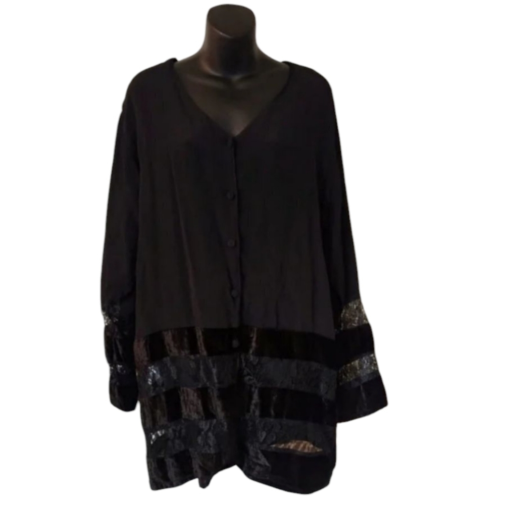 MSAS Black Button Up Top Size M NWT